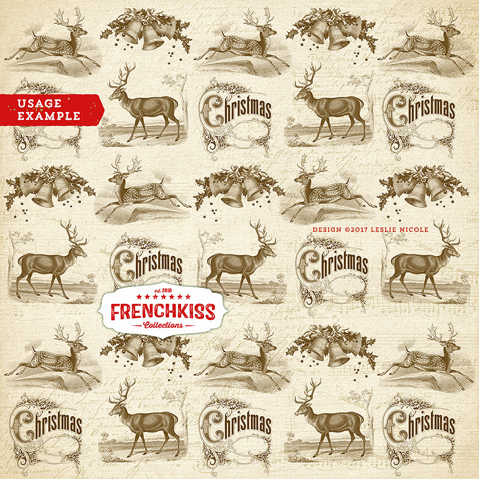 Christmas Deer Digital Paper Design