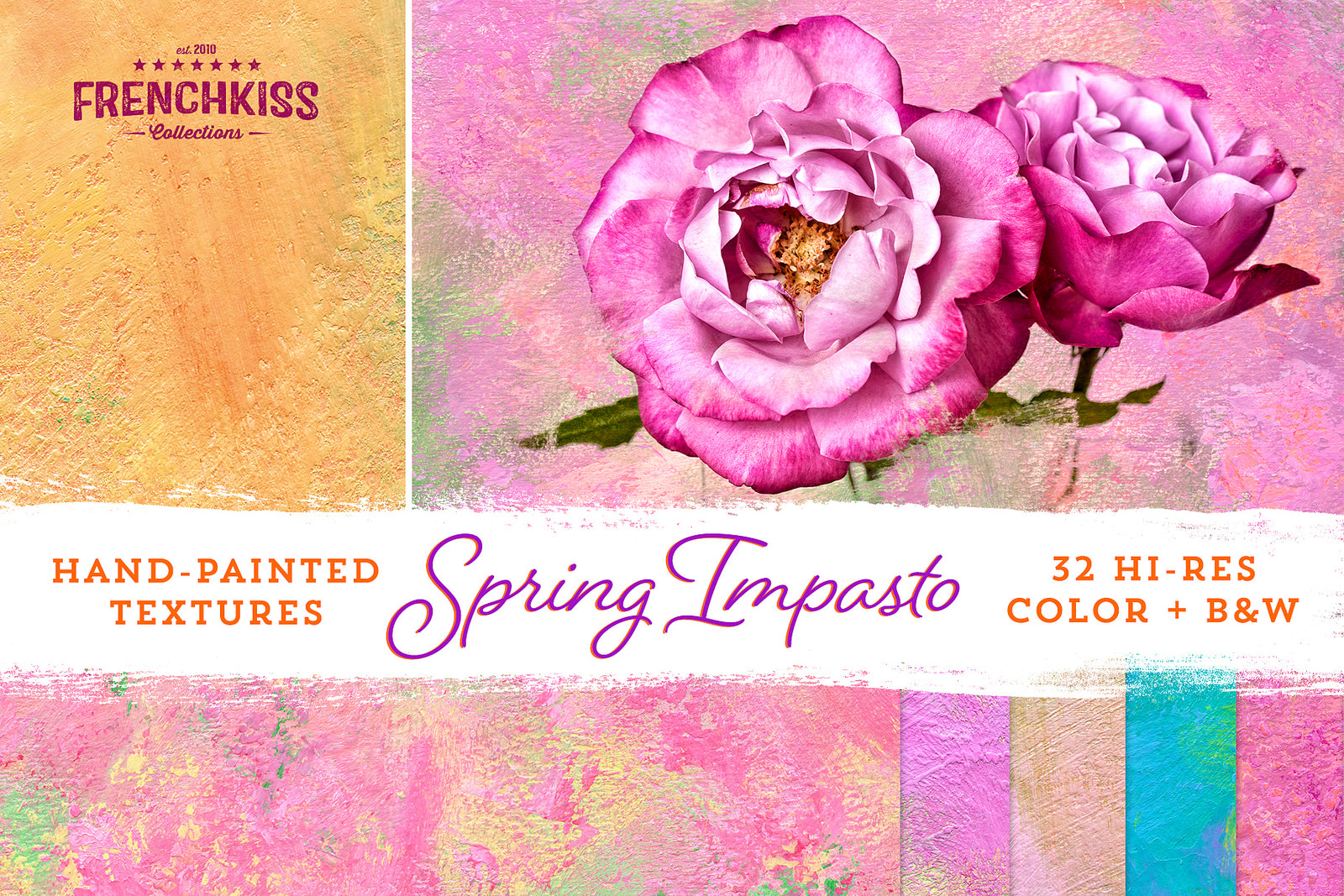 Spring Impasto hand-painted, fine art textures for commercial use.