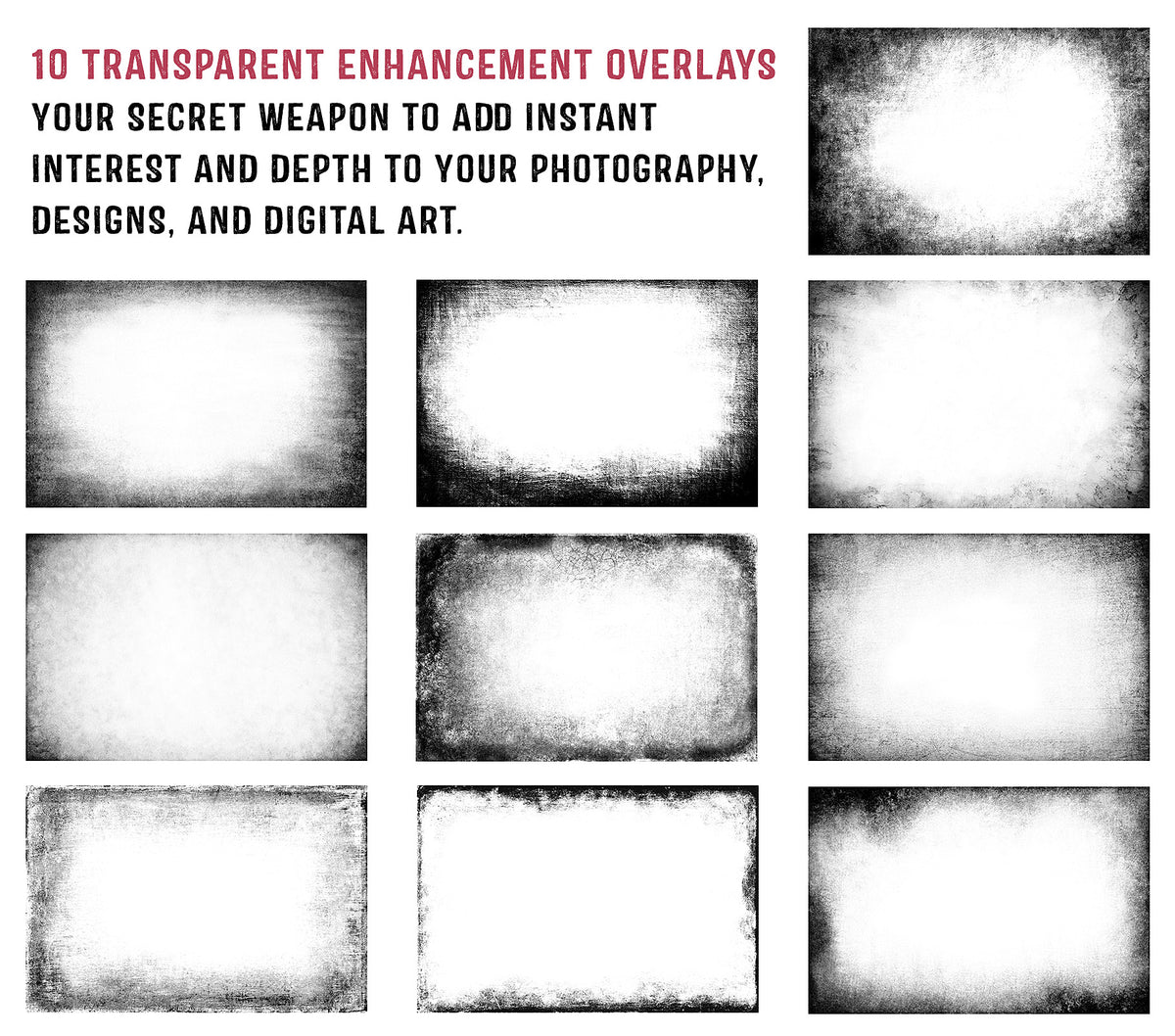 Artistique Edge Overlays transparent PNG files.