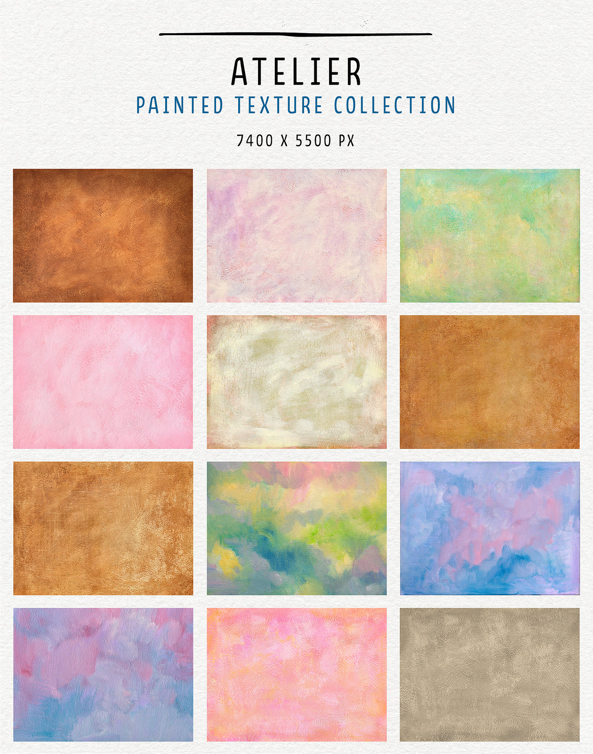 Atelier hand-painted texture collection. Extra-large, extended commercial license.