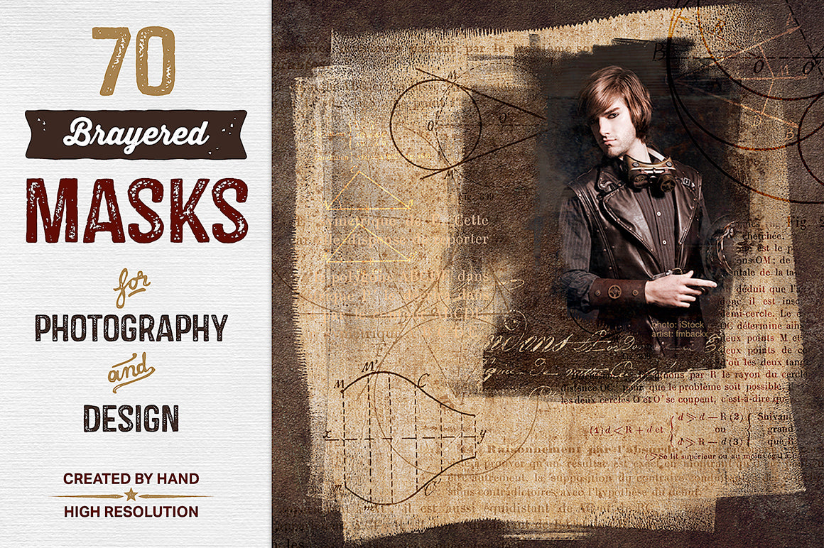 70 Brayered Masks To Enhance Your Photography and Design. Extended license.