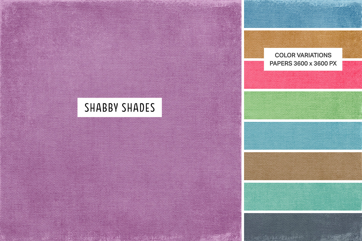 Shabby Shades digital papers with painterly textures and soft color variations in nine coordinating shades.