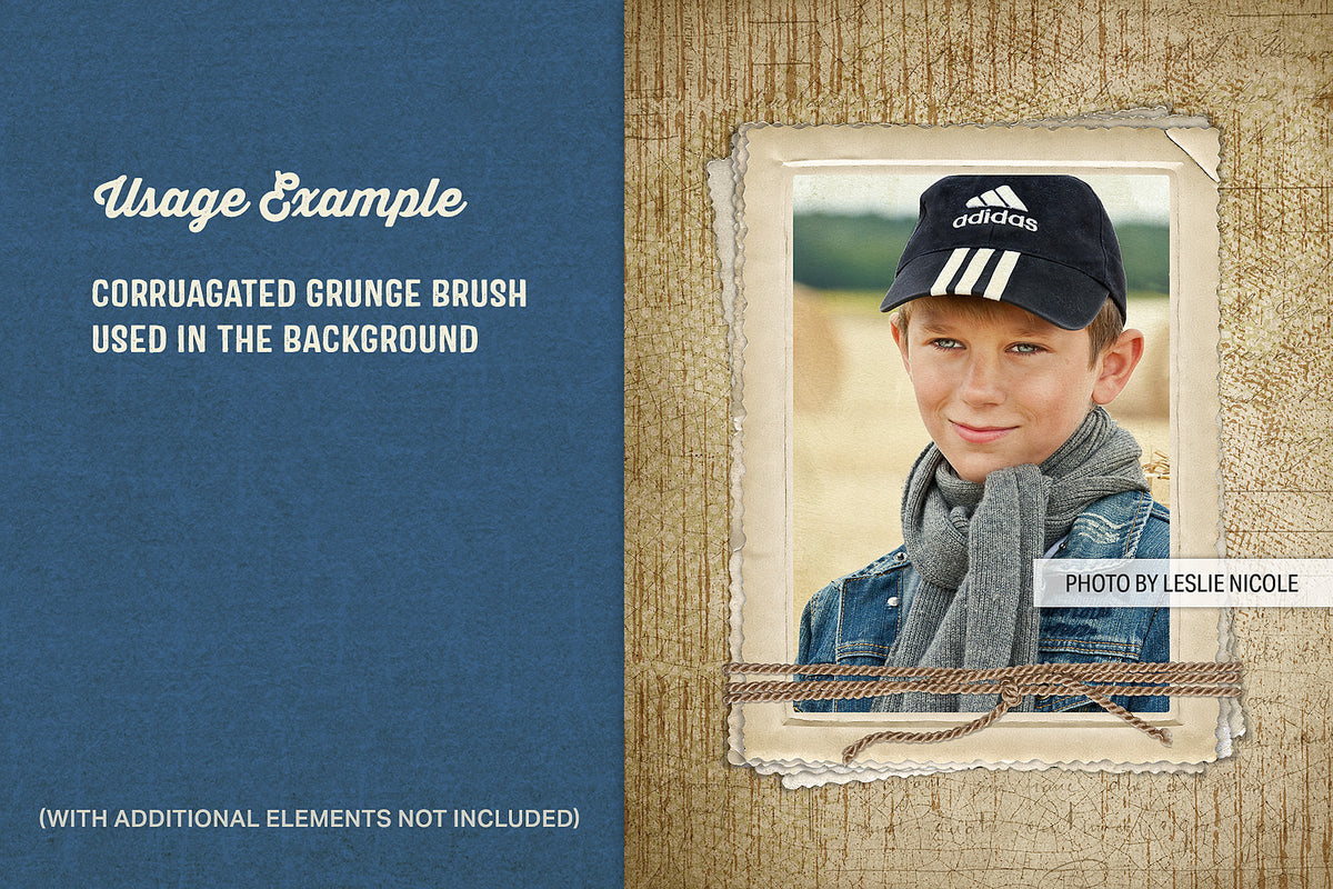 Digital paper background for a portrait made using a Corrugated Grunge brush.
