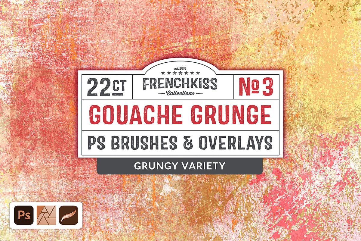 Gouache Grunge Photoshop brushes and PNG overlays.