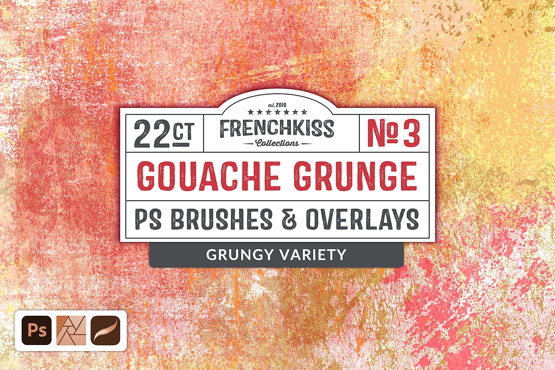 Gouache Grunge Photoshop brushes and PNG overlays.