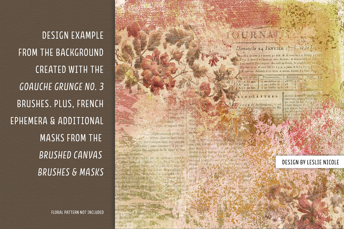 Design created using the Gouache Grunge brushes background.