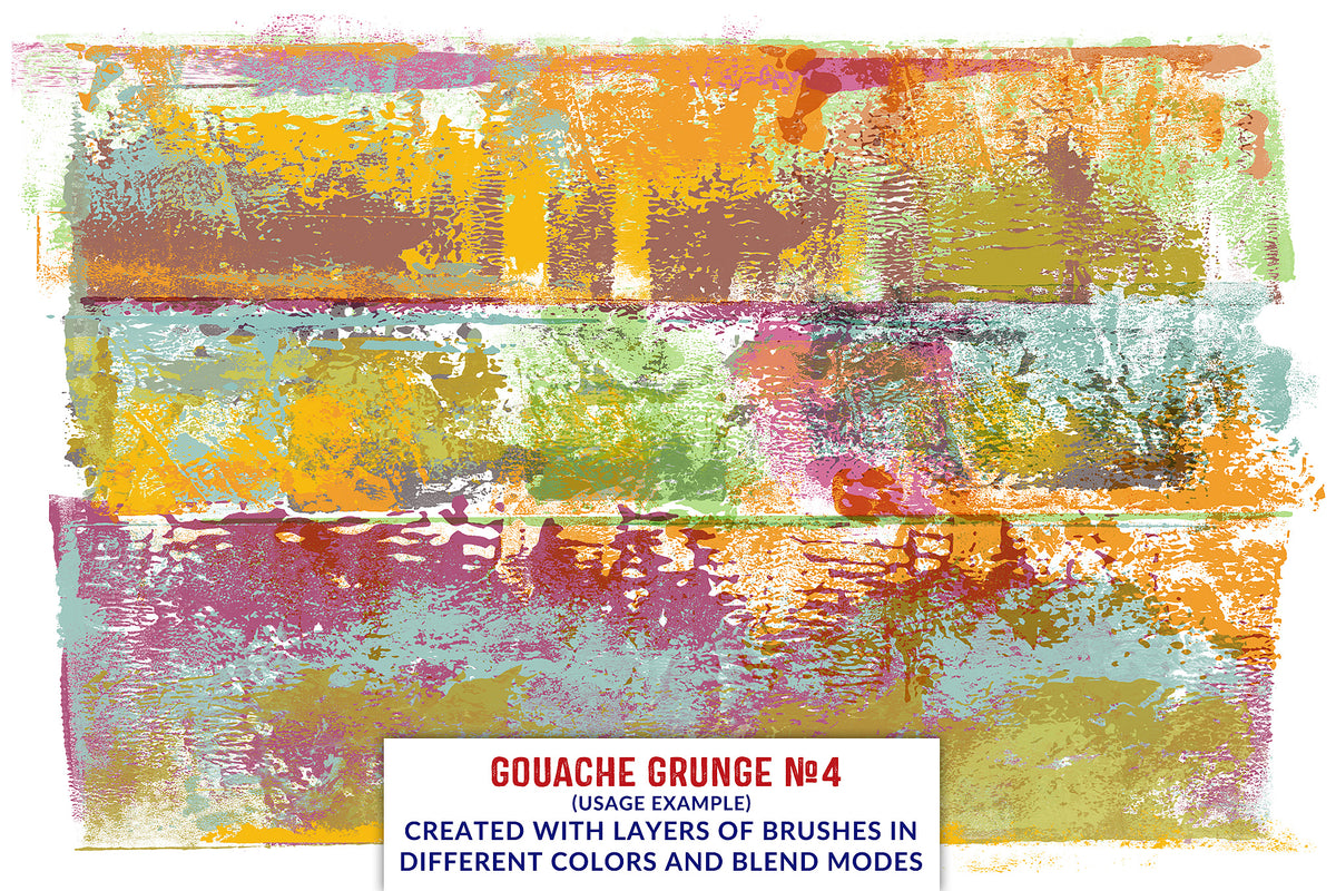 Example using the Gouache Grunge No. 4 brushes and overlays in a layered design.