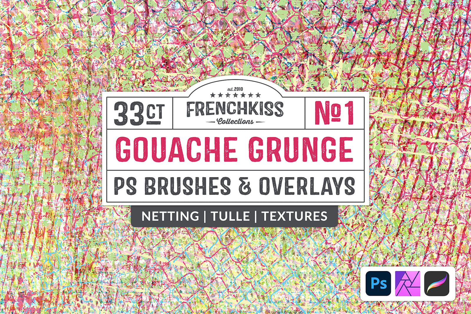 Gouache Grunge No. 1 Brushes and Overlays. High-quality, commercial license.
