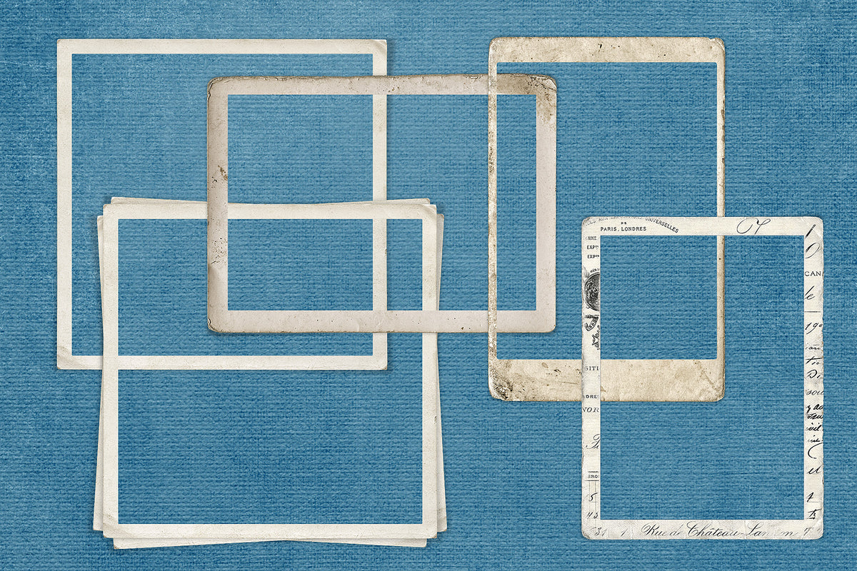 Vintage style digital frames made from real photo edges.