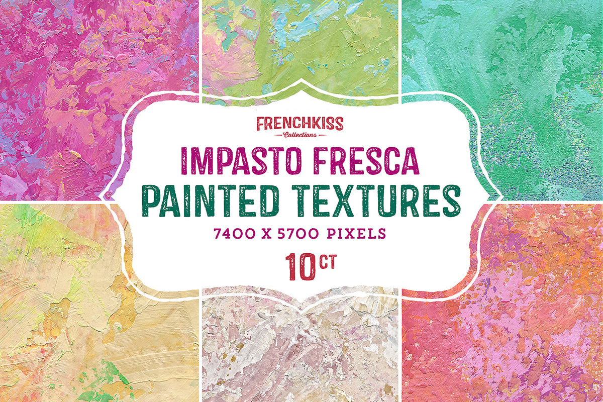 Impasto Fresca collection of painted textures in vibrant colors. Commercial license.