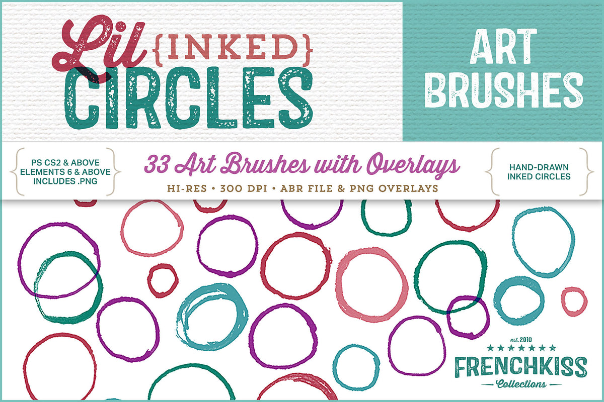 Lil Inked Circles overlays and Photoshop brushes. Hand-inked irregular circle drawings.