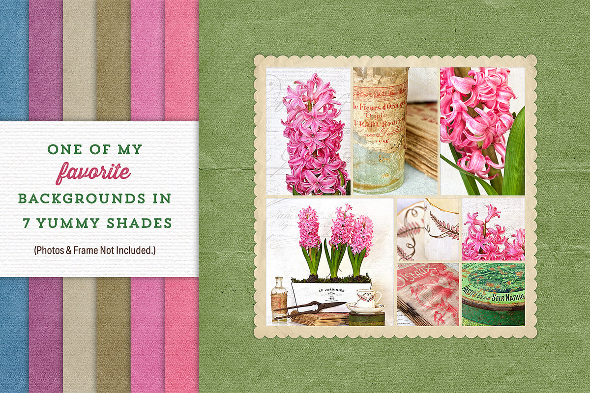 Digital papers of a vintage paper in 7 wonderful shades. Perfect backgrounds!