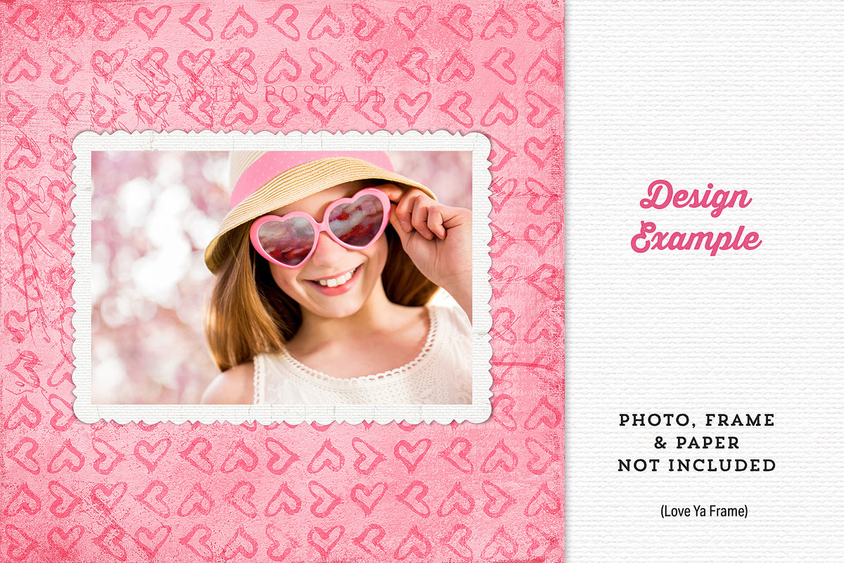 Digital paper design with a watercolor heart pattern. Used as a background for a fun Valentine photo.