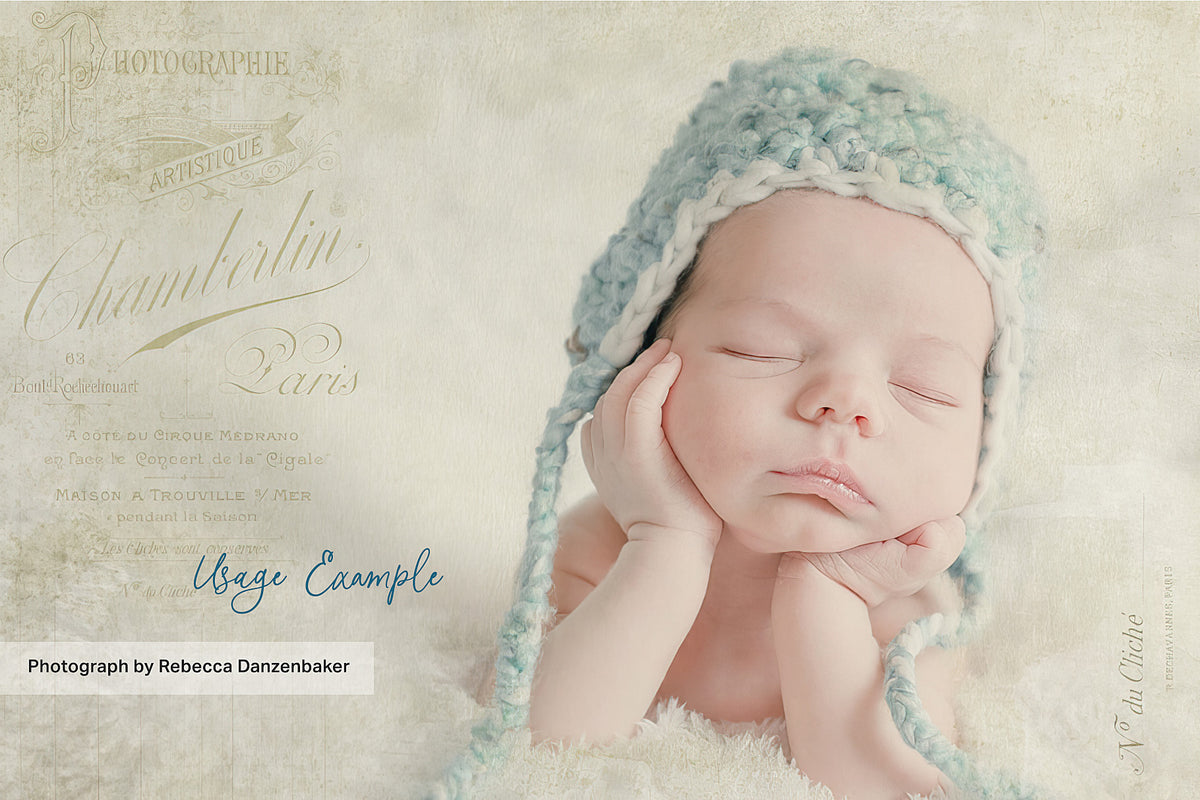 Lovely portrait  of a baby wearing a knit hat textured photograph using a texture from the Summer Color Wash collection.