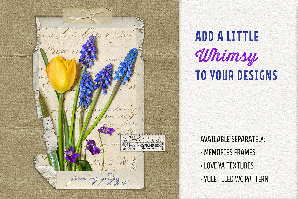 Digital masking tape used with a digital frame and photographs of Spring flowers.