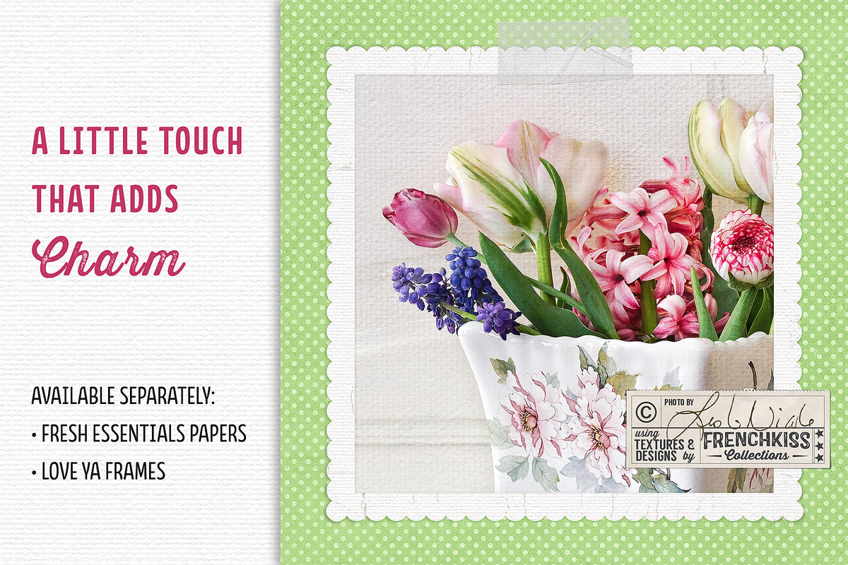 Digital transparent tape used with a digital frame and a photograph of Spring flowers.