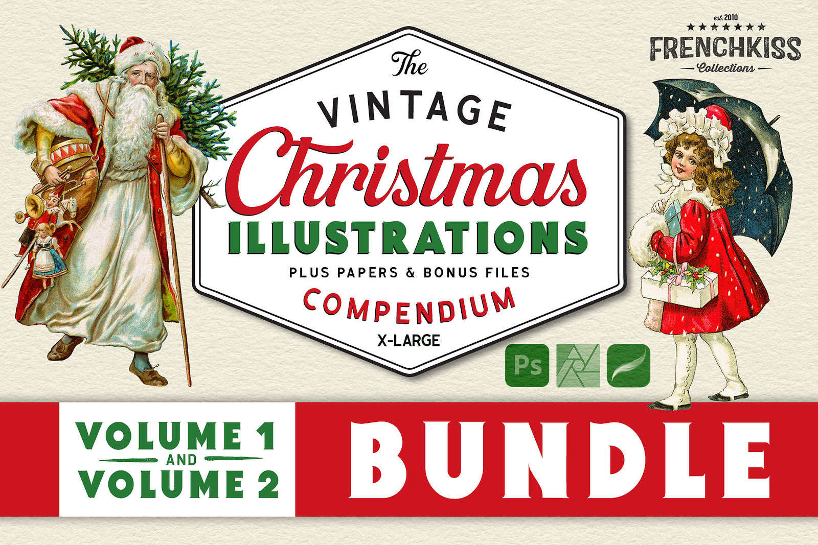 The Vintage Christmas Illustrations Compendium Bundle.