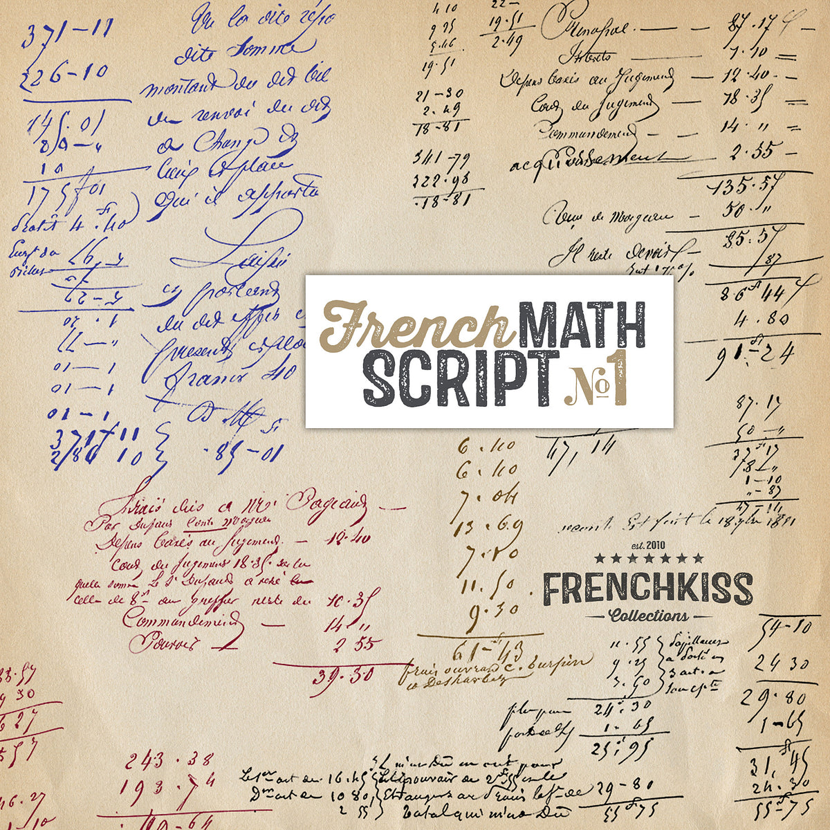 Vintage French Math Script Overlays. 
