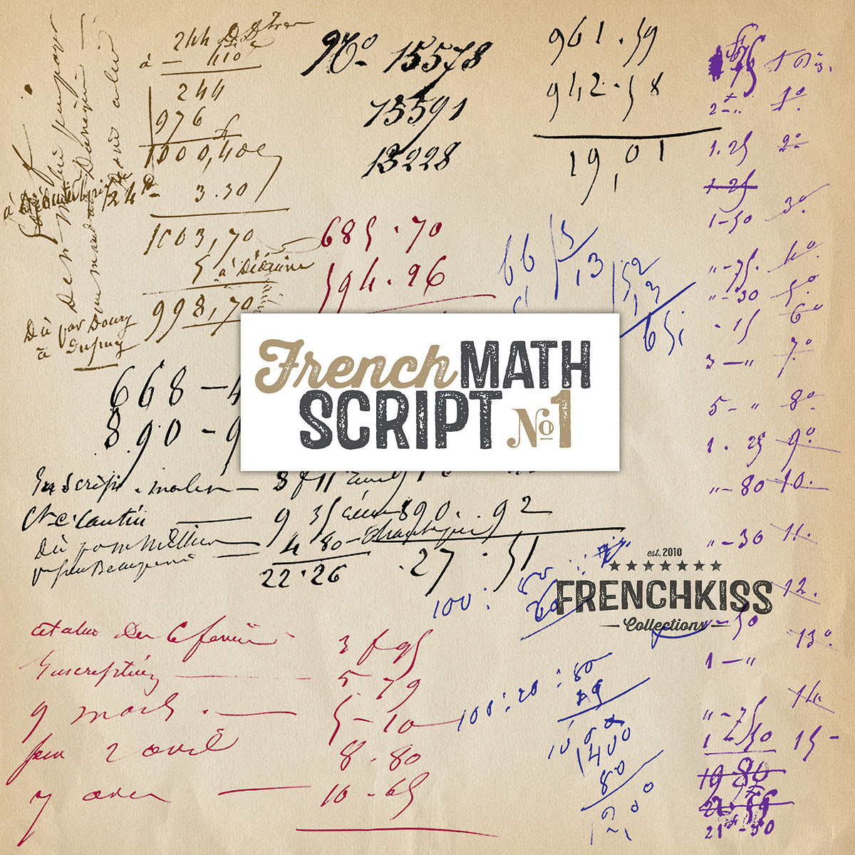 Vintage French Math Script Overlays. 