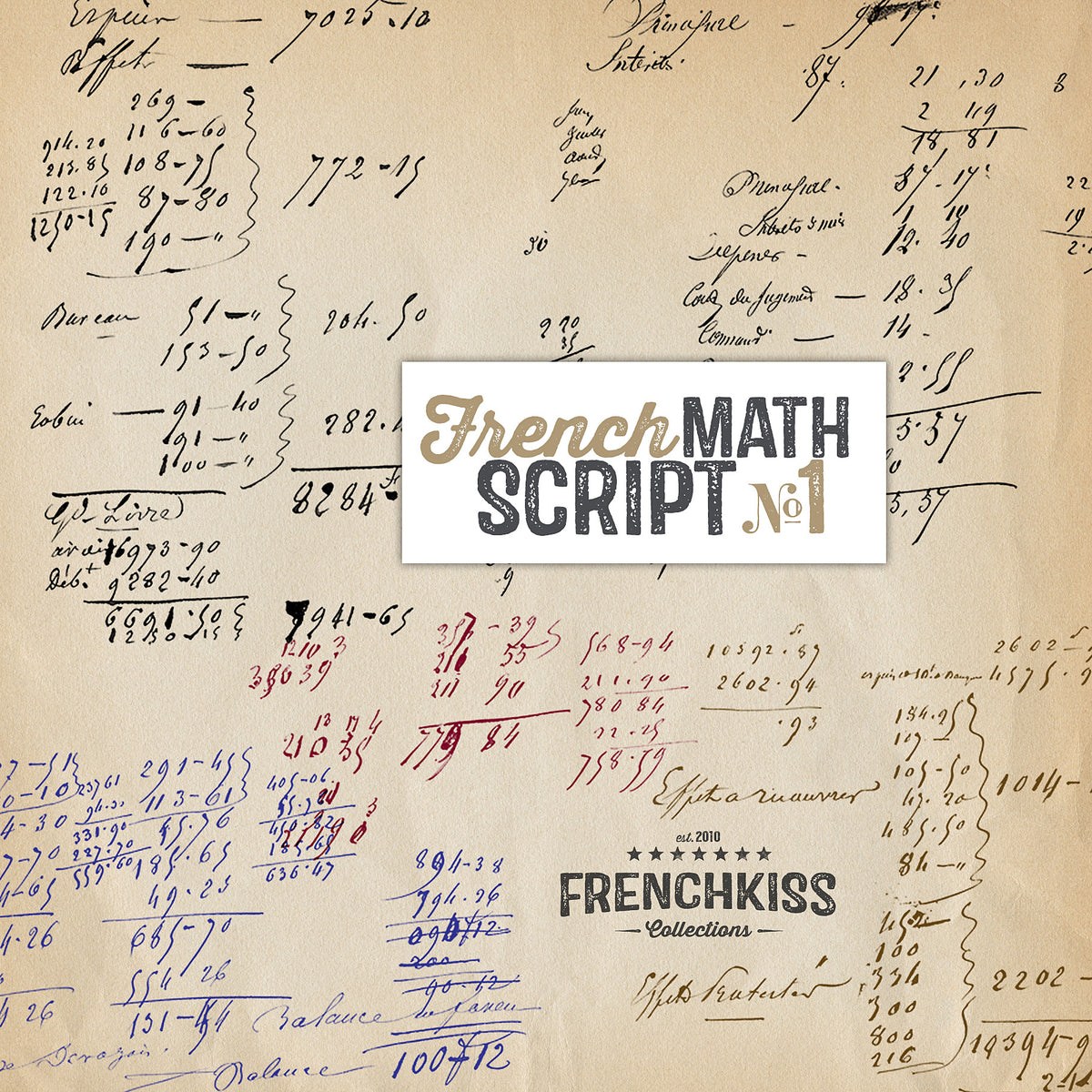 Vintage French Math Script Overlays. 