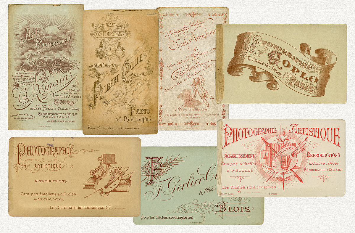 27 vintage French ephemera  photo studio cabinet cards digital graphics - part 2.