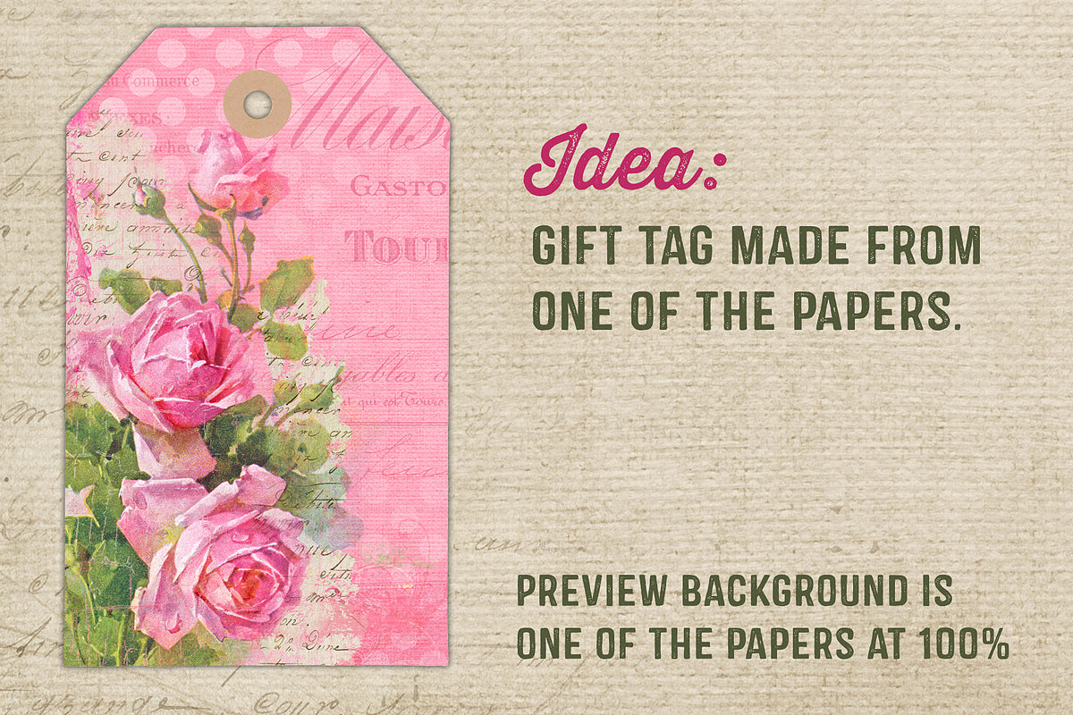 Idea for using the vintage roses digital paper - create a gift tab.