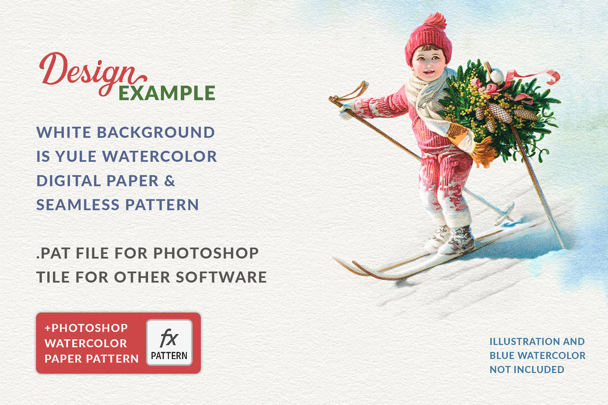 Design example using the watercolor digital paper and seamless Photoshop pattern.