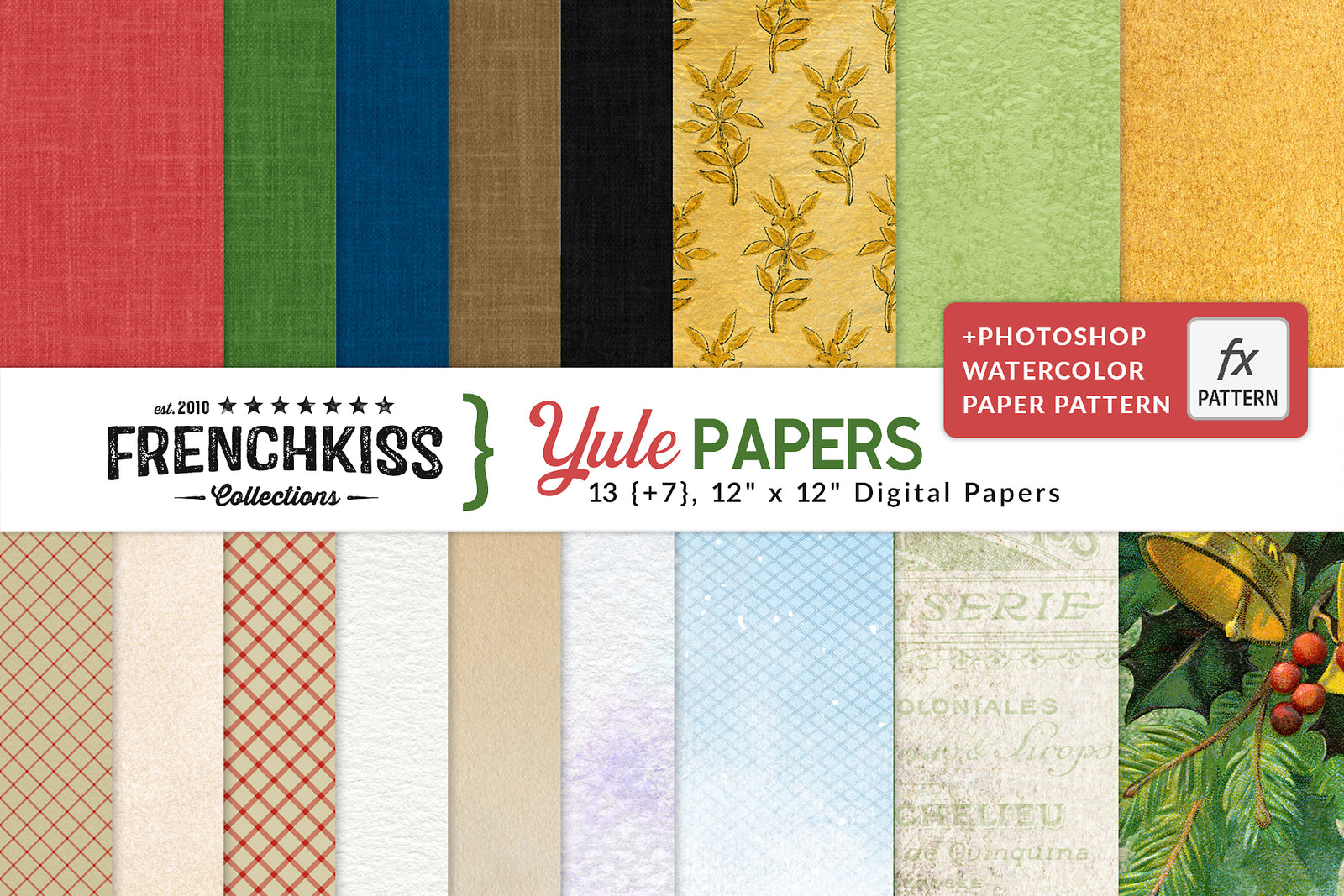 Yule digital papers for holiday and general designs.