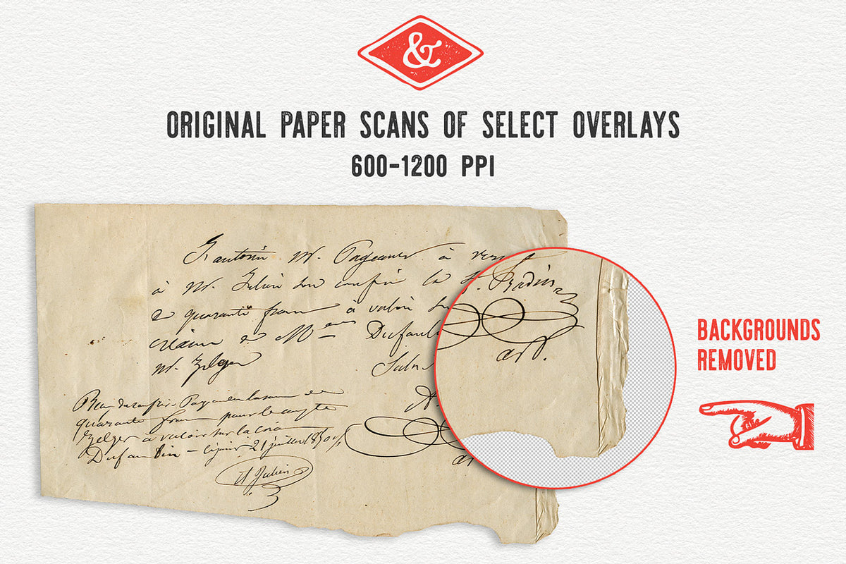 The Ephemera Paper scans in The Essential Vintage French Graphics Collection are isolated from the background and ready to use.