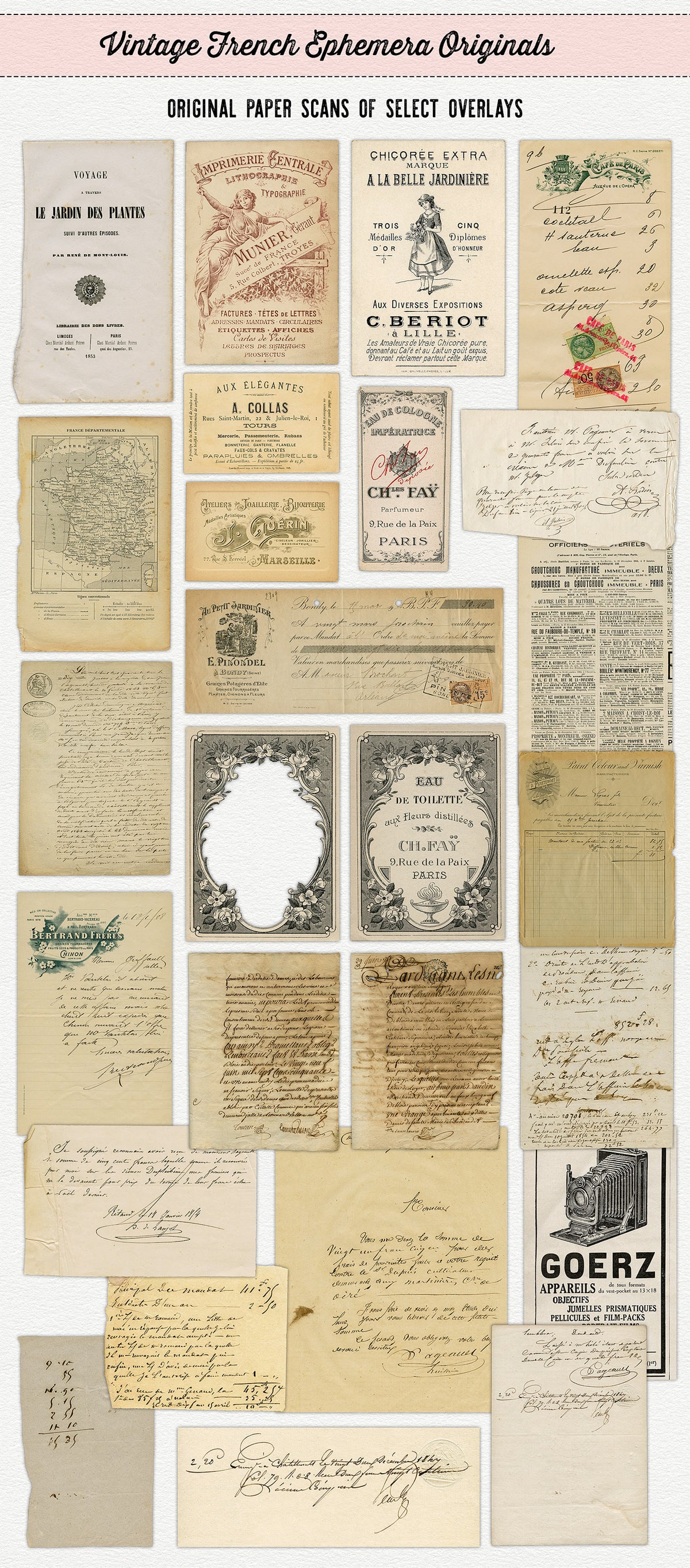Vintage French Ephemera from The Essential Vintage French Graphics Collection.