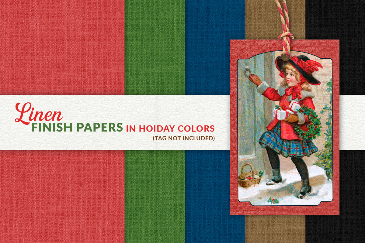 Linen finish solid color digital papers in Christmas colors.